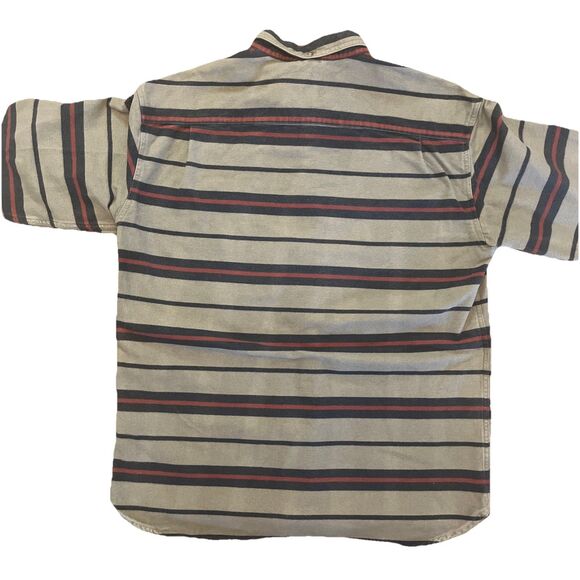 Cabela's Chamois Blanket Shirt Men Gray Southwest Stripe Heavy Cabin Overshirt L - Picture 7 of 9